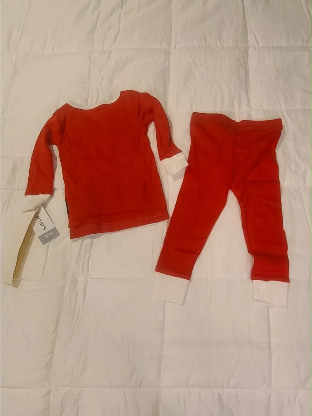 Carter's Red and White Holiday Pajama Set with Santa Belt Print 12 months NWT